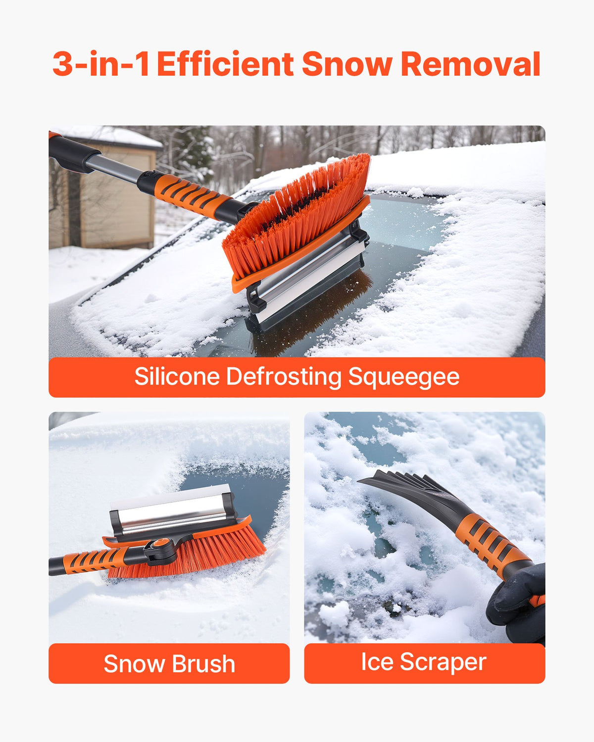 3-in-1 Extendable Snow Brush & Ice Scraper – snow brush and ice scraper, photo 4